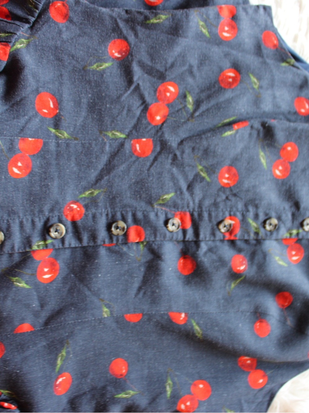 Navy Cherry Print Halter Sundress - Picture 9 of 13